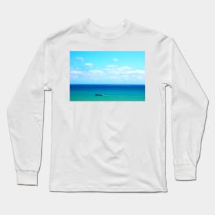 Heavenly view of the Adriatic Sea in Ortona with intensifying color and a boat Long Sleeve T-Shirt